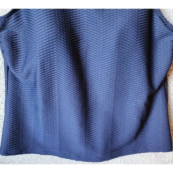 Lands' End Women's High Neck Tankini Swim Top Padded Textured Modest Blue 18W DD - Picture 4 of 11